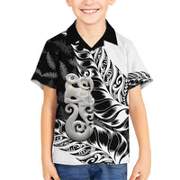 Aotearoa Manaia NZ Maori Silver Fern Kid Hawaiian Shirt LT14 Kid Black - Polynesian Pride