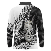 Aotearoa Manaia NZ Maori Silver Fern Long Sleeve Polo Shirt LT14 - Polynesian Pride