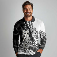 Aotearoa Manaia NZ Maori Silver Fern Long Sleeve Polo Shirt LT14 - Polynesian Pride