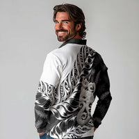Aotearoa Manaia NZ Maori Silver Fern Long Sleeve Polo Shirt LT14 - Polynesian Pride