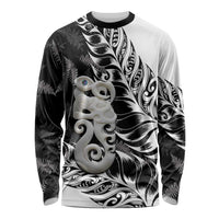 Aotearoa Manaia NZ Maori Silver Fern Long Sleeve Shirt LT14 Unisex Black - Polynesian Pride