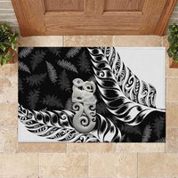 Aotearoa Manaia NZ Maori Silver Fern Rubber Doormat LT14 Black - Polynesian Pride