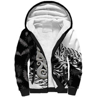 Aotearoa Manaia NZ Maori Silver Fern Sherpa Hoodie LT14 Unisex Black - Polynesian Pride