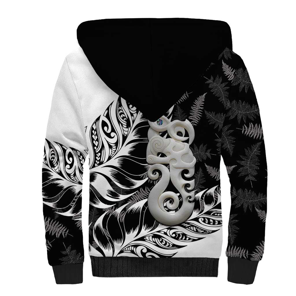 Aotearoa Manaia NZ Maori Silver Fern Sherpa Hoodie LT14 - Polynesian Pride