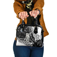 Aotearoa Manaia NZ Maori Silver Fern Shoulder Handbag LT14 One Size Black - Polynesian Pride