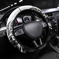 Aotearoa Manaia NZ Maori Silver Fern Steering Wheel Cover LT14 Universal Fit Black - Polynesian Pride