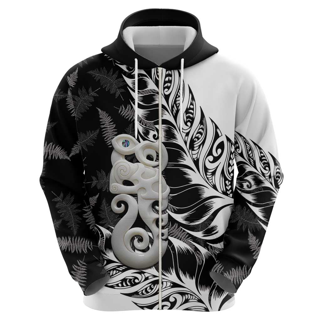 Aotearoa Manaia NZ Maori Silver Fern Zip Hoodie LT14 - Polynesian Pride