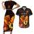 Gude Hi Hai Papua New Guinea Couples Matching Short Sleeve Bodycon Dress and Hawaiian Shirt Motuan PNG Raggiana Bird of Paradise Tropical Vibes LT14 Black - Polynesian Pride