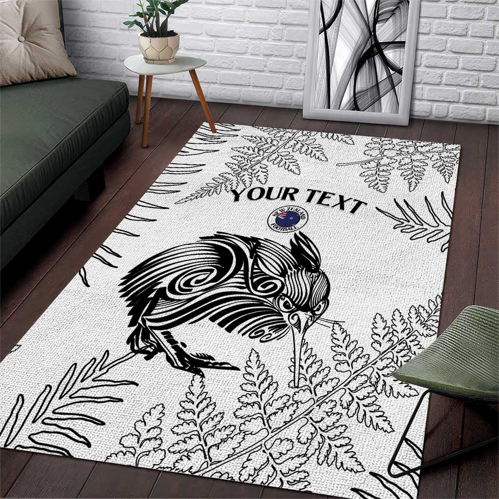 Custom New Zealand Kiwi Football Area Rug Aotearoa Silver Fern LT14 White - Polynesian Pride