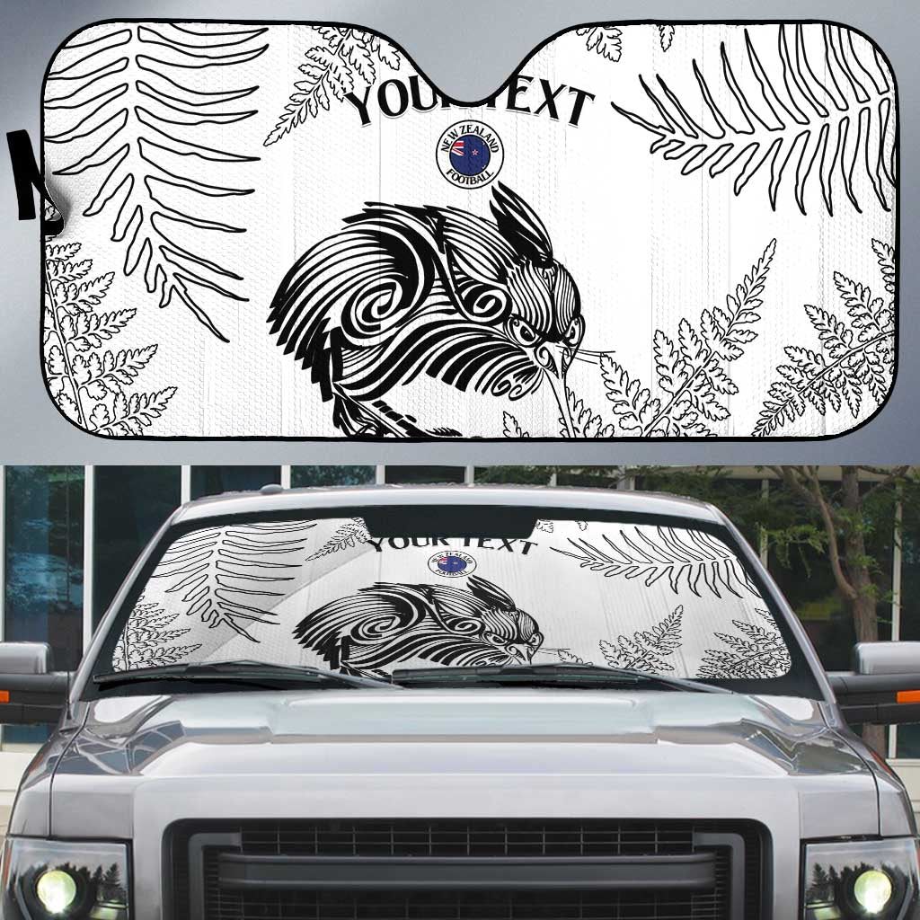 Custom New Zealand Kiwi Football Auto Sun Shade Aotearoa Silver Fern LT14 White - Polynesian Pride