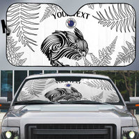 Custom New Zealand Kiwi Football Auto Sun Shade Aotearoa Silver Fern LT14 White - Polynesian Pride