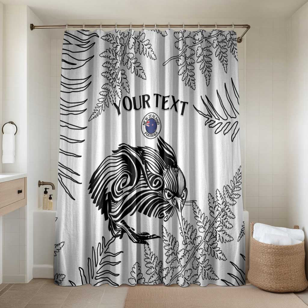 Custom New Zealand Kiwi Football Bathroom Set Aotearoa Silver Fern LT14 Shower Curtain Only White - Polynesian Pride
