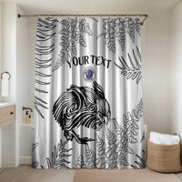 Custom New Zealand Kiwi Football Bathroom Set Aotearoa Silver Fern LT14 Shower Curtain Only White - Polynesian Pride