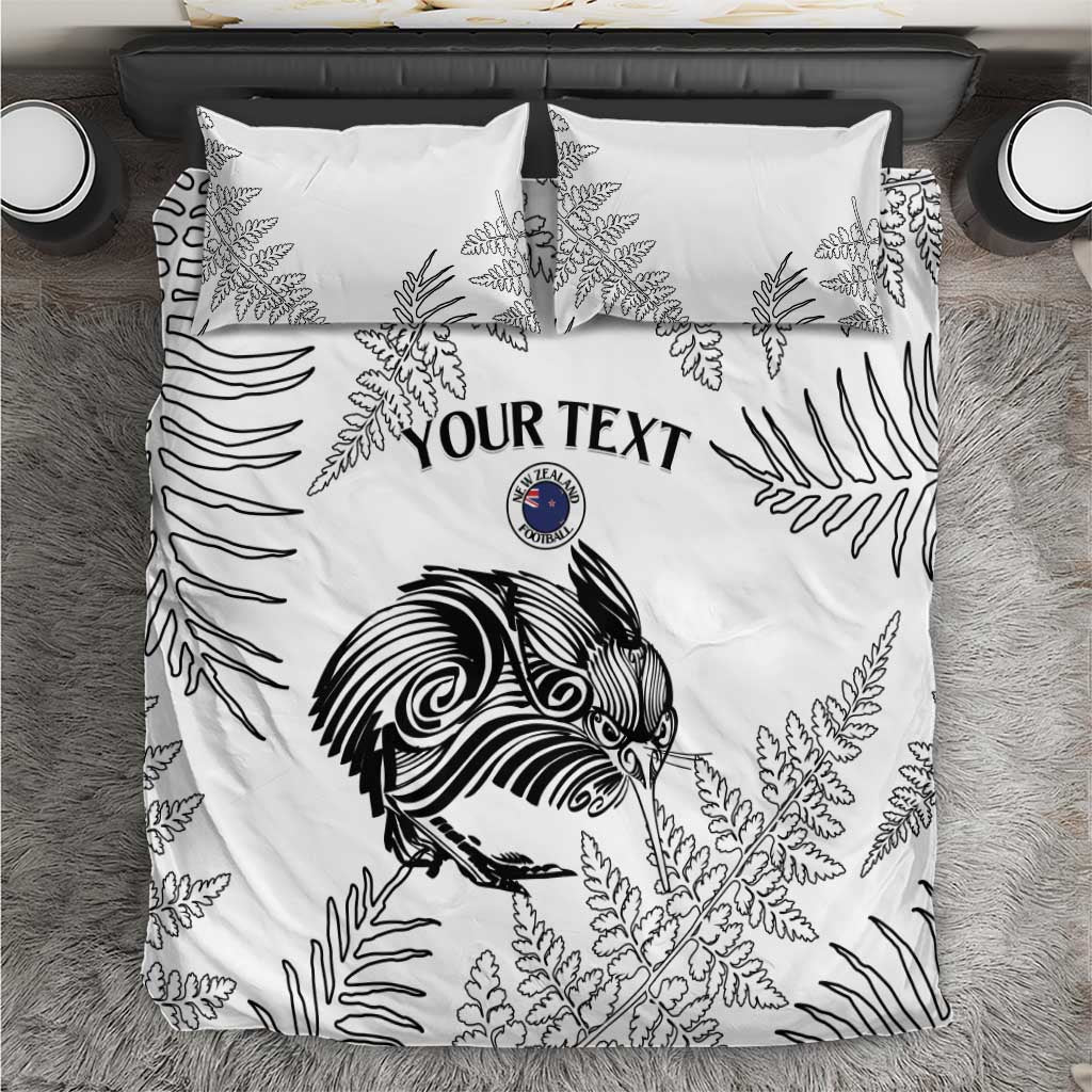 Custom New Zealand Kiwi Football Bedding Set Aotearoa Silver Fern LT14 White - Polynesian Pride