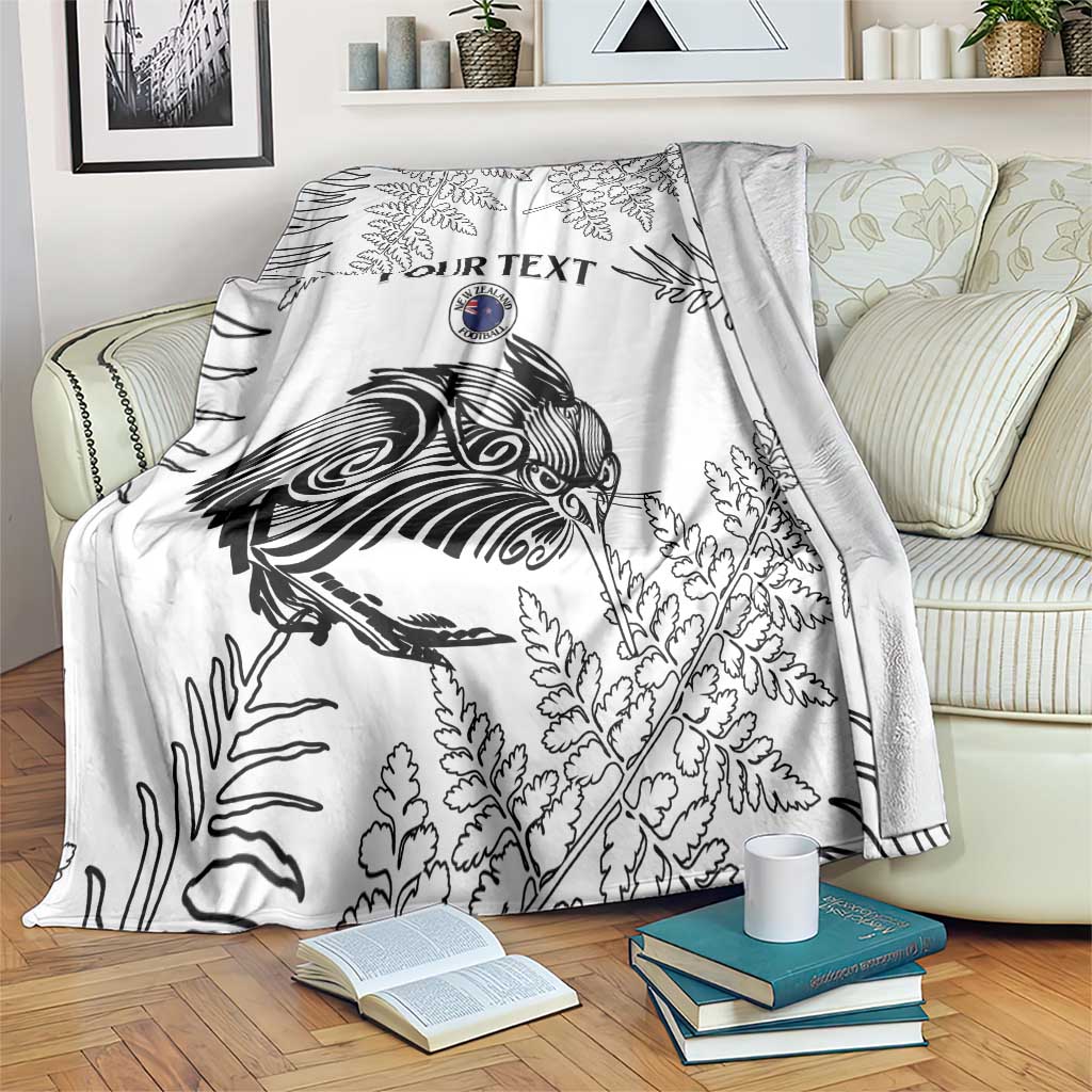 Custom New Zealand Kiwi Football Blanket Aotearoa Silver Fern LT14 White - Polynesian Pride
