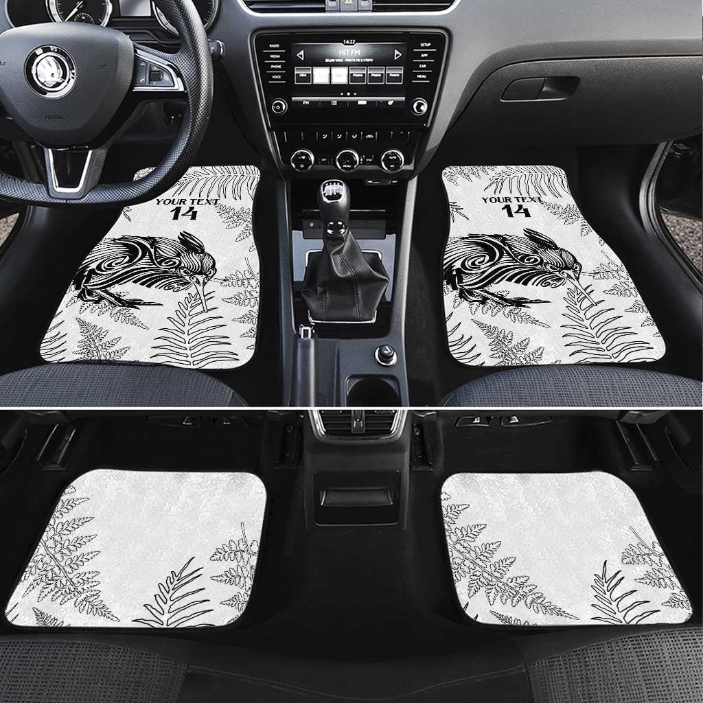 Custom New Zealand Kiwi Football Car Mats Aotearoa Silver Fern LT14 Set 4pcs White - Polynesian Pride