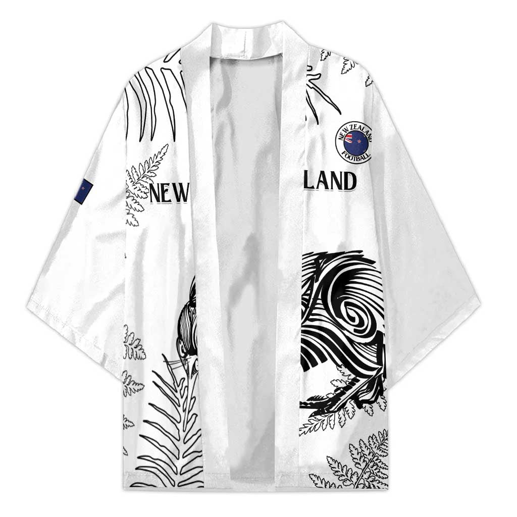 Custom New Zealand Kiwi Football Kimono Aotearoa Silver Fern LT14 Unisex White - Polynesian Pride