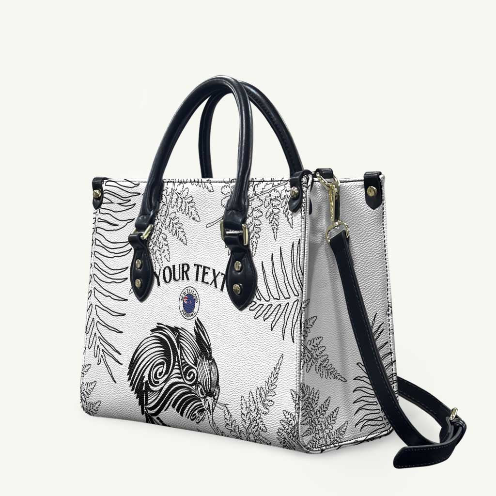 Custom New Zealand Kiwi Football Leather Bag Aotearoa Silver Fern LT14 White - Polynesian Pride