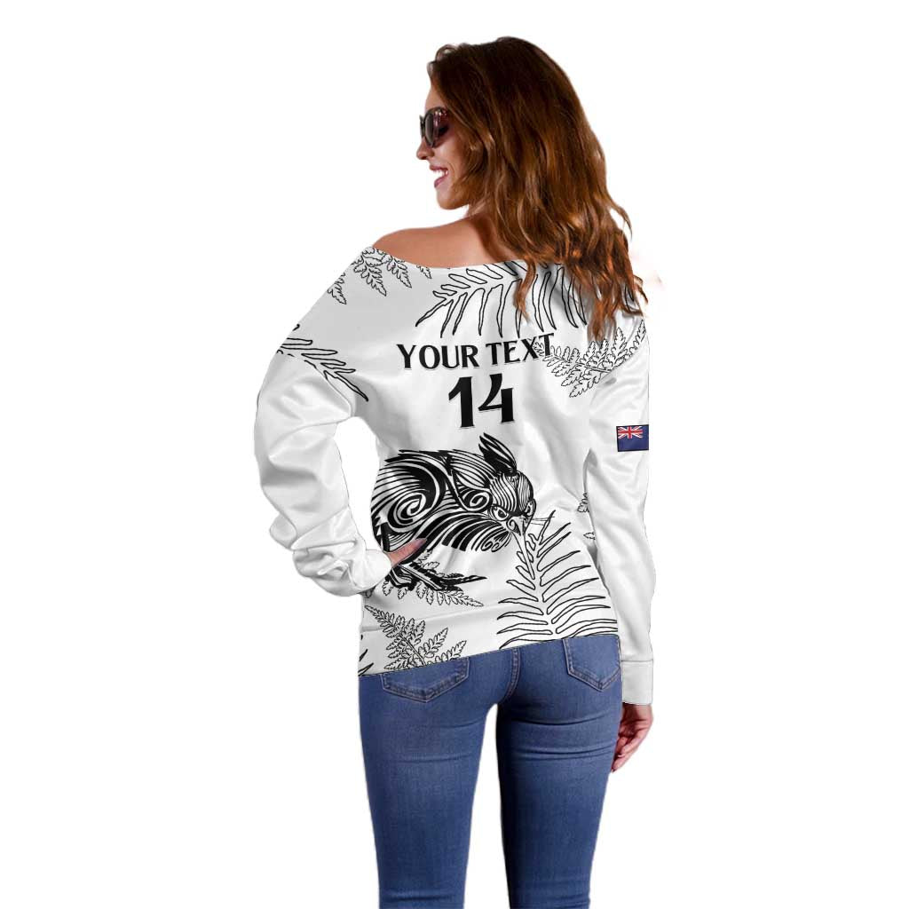 Custom New Zealand Kiwi Football Off Shoulder Sweater Aotearoa Silver Fern LT14 - Polynesian Pride