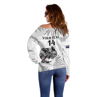 Custom New Zealand Kiwi Football Off Shoulder Sweater Aotearoa Silver Fern LT14 - Polynesian Pride
