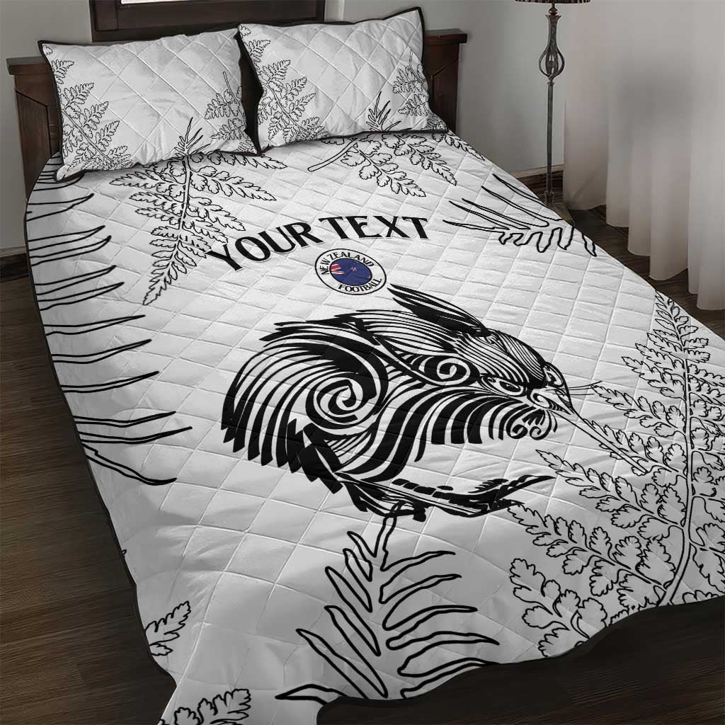 Custom New Zealand Kiwi Football Quilt Bed Set Aotearoa Silver Fern LT14 White - Polynesian Pride
