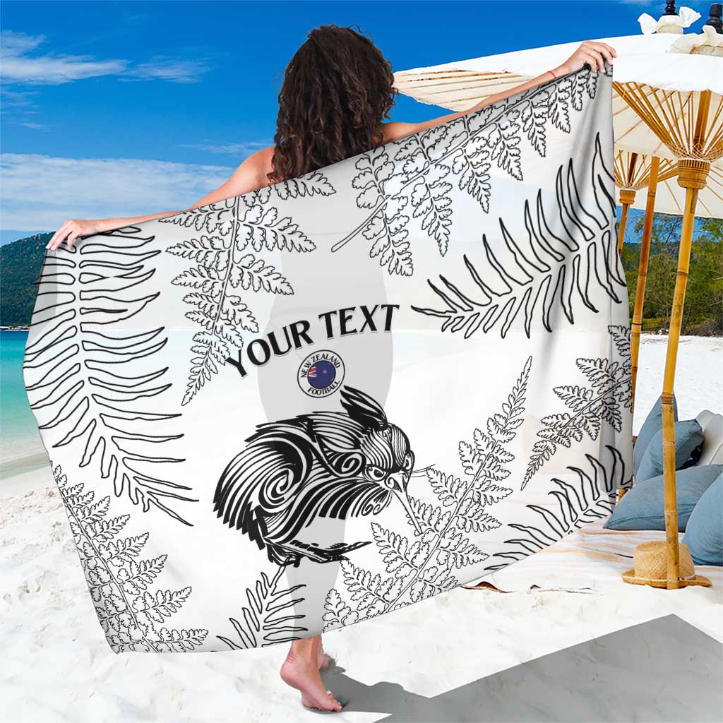 Custom New Zealand Kiwi Football Sarong Aotearoa Silver Fern LT14 One Size 44 x 66 inches White - Polynesian Pride