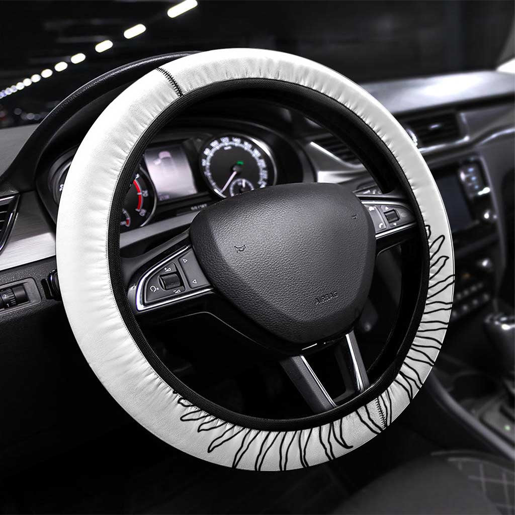 New Zealand Kiwi Football Steering Wheel Cover Aotearoa Silver Fern LT14 Universal Fit White - Polynesian Pride
