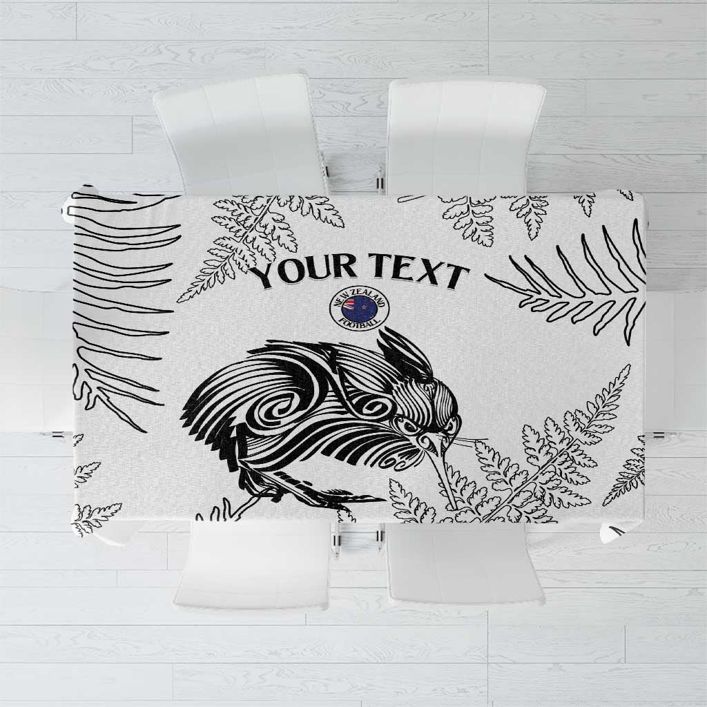 Custom New Zealand Kiwi Football Tablecloth Aotearoa Silver Fern LT14 White - Polynesian Pride