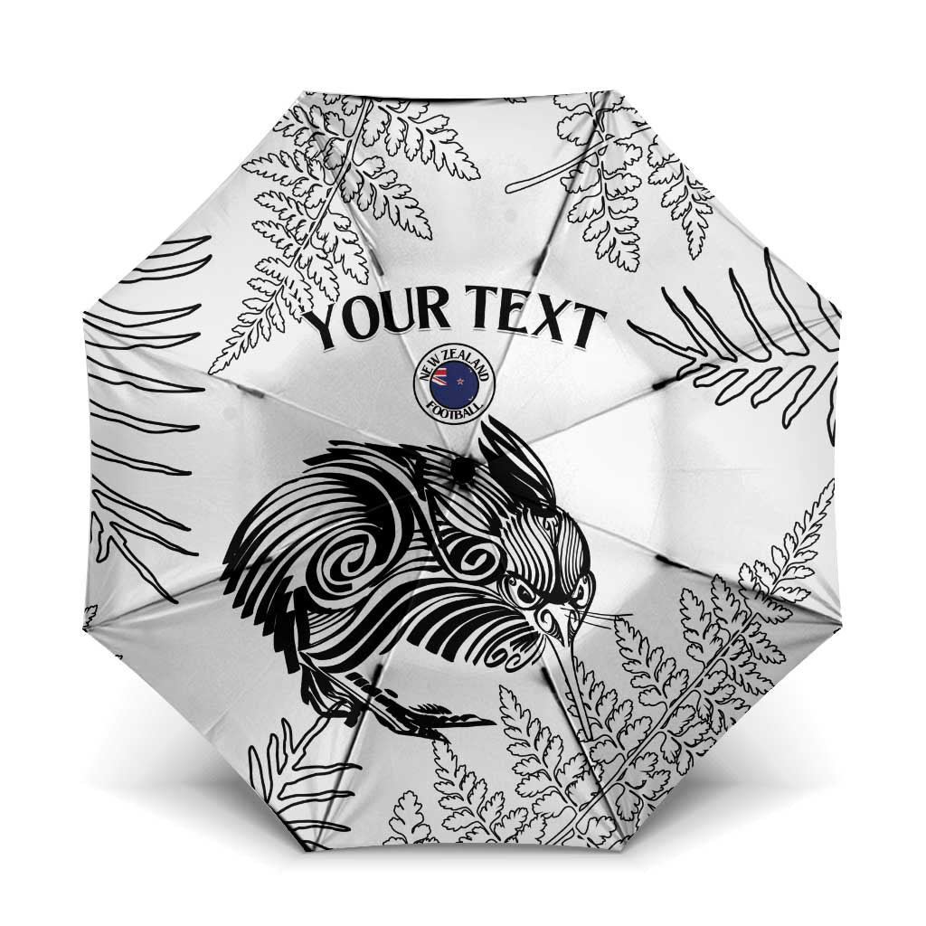 Custom New Zealand Kiwi Football Umbrella Aotearoa Silver Fern LT14 One Size Folded 11.42 inch Opened Diameter 37.4 inch White - Polynesian Pride