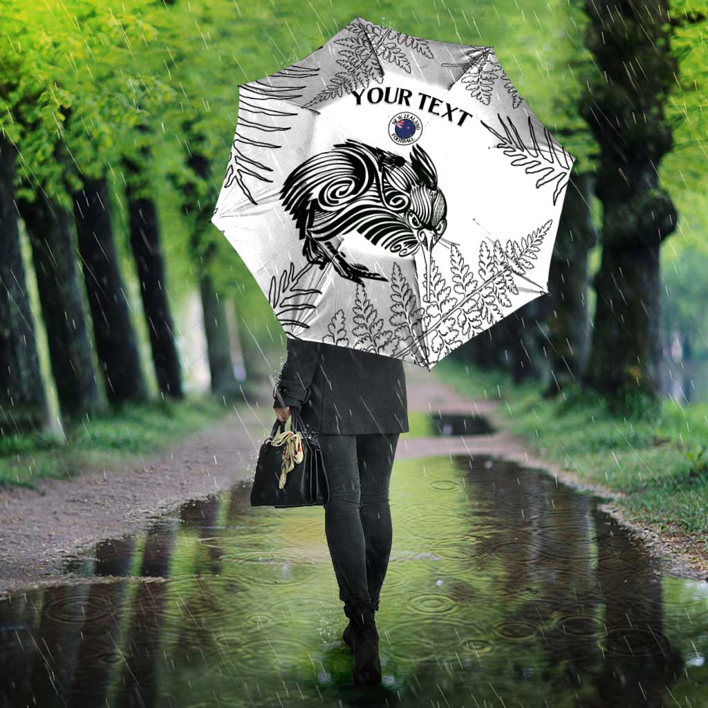 Custom New Zealand Kiwi Football Umbrella Aotearoa Silver Fern LT14 - Polynesian Pride