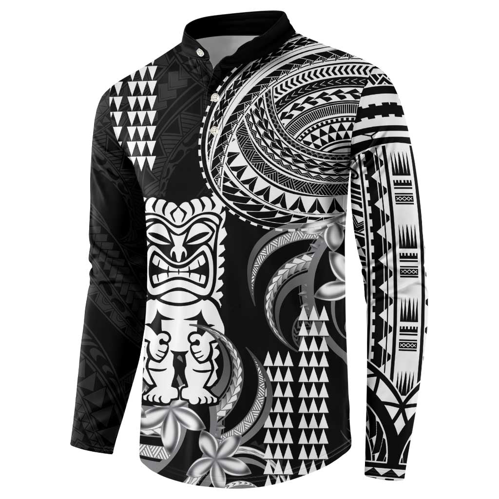 Hawaii Ku God Button Sweatshirt Kakau Mix Polynesian Tattoo LT14 - Polynesian Pride