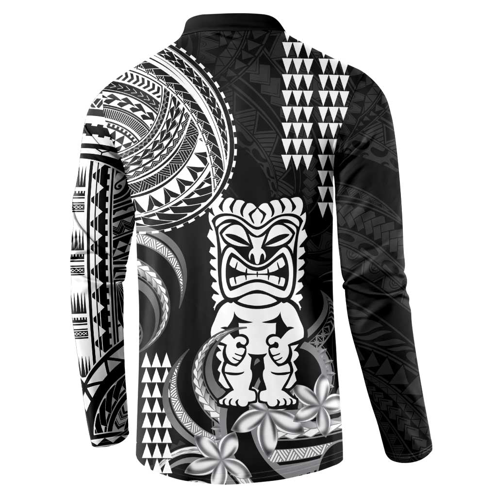 Hawaii Ku God Button Sweatshirt Kakau Mix Polynesian Tattoo LT14 - Polynesian Pride