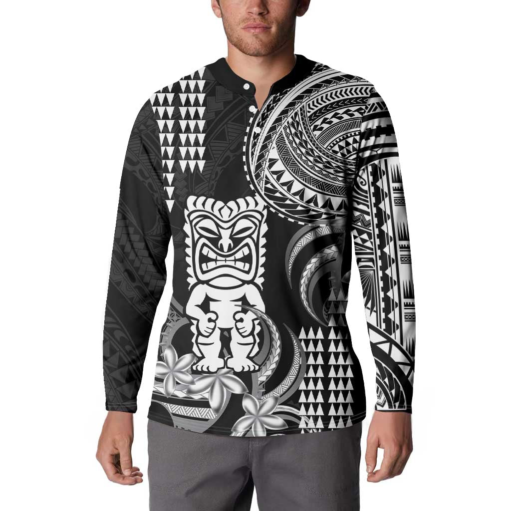 Hawaii Ku God Button Sweatshirt Kakau Mix Polynesian Tattoo LT14 - Polynesian Pride