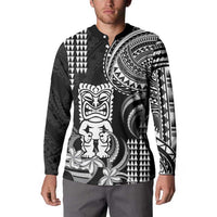 Hawaii Ku God Button Sweatshirt Kakau Mix Polynesian Tattoo LT14 - Polynesian Pride
