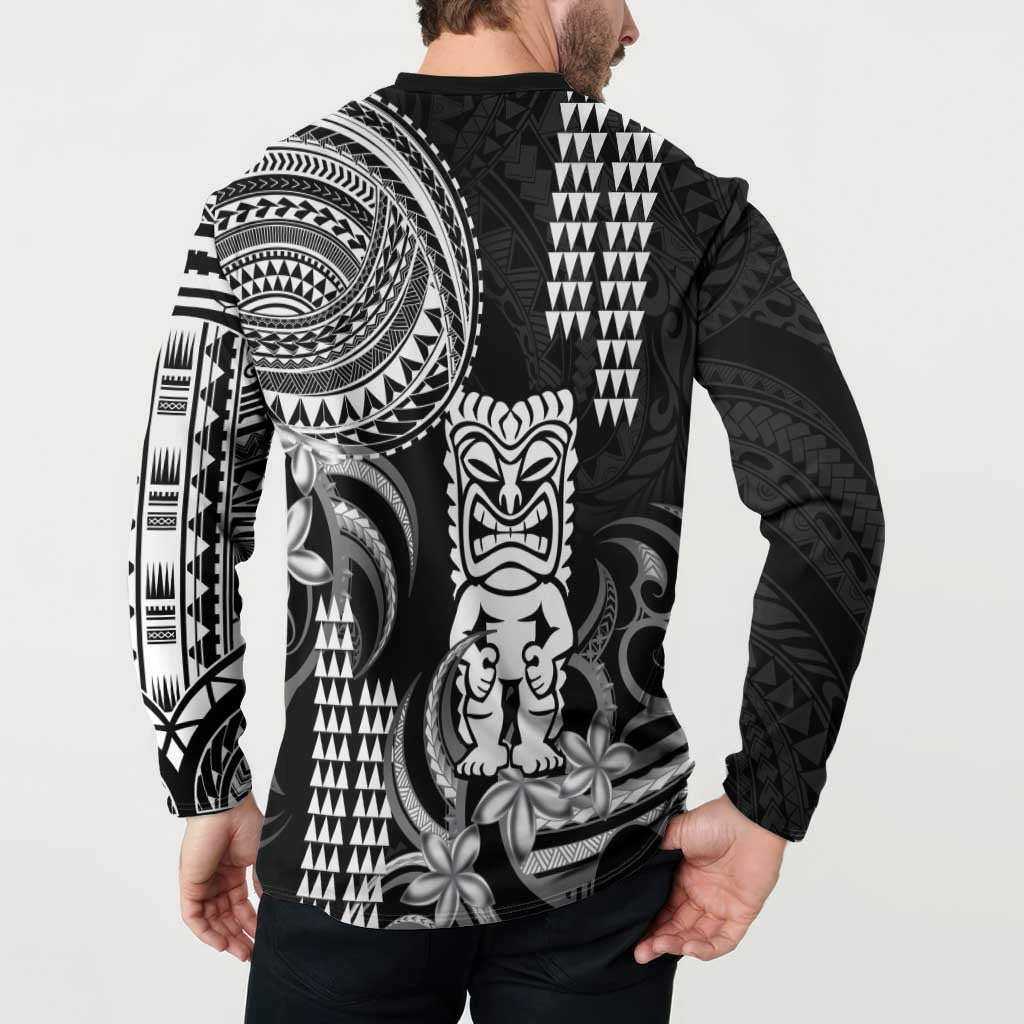 Hawaii Ku God Button Sweatshirt Kakau Mix Polynesian Tattoo LT14 - Polynesian Pride