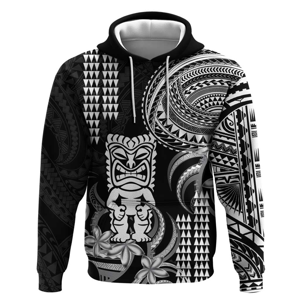 Hawaii Ku God Hoodie Kakau Mix Polynesian Tattoo LT14 Pullover Hoodie Black - Polynesian Pride