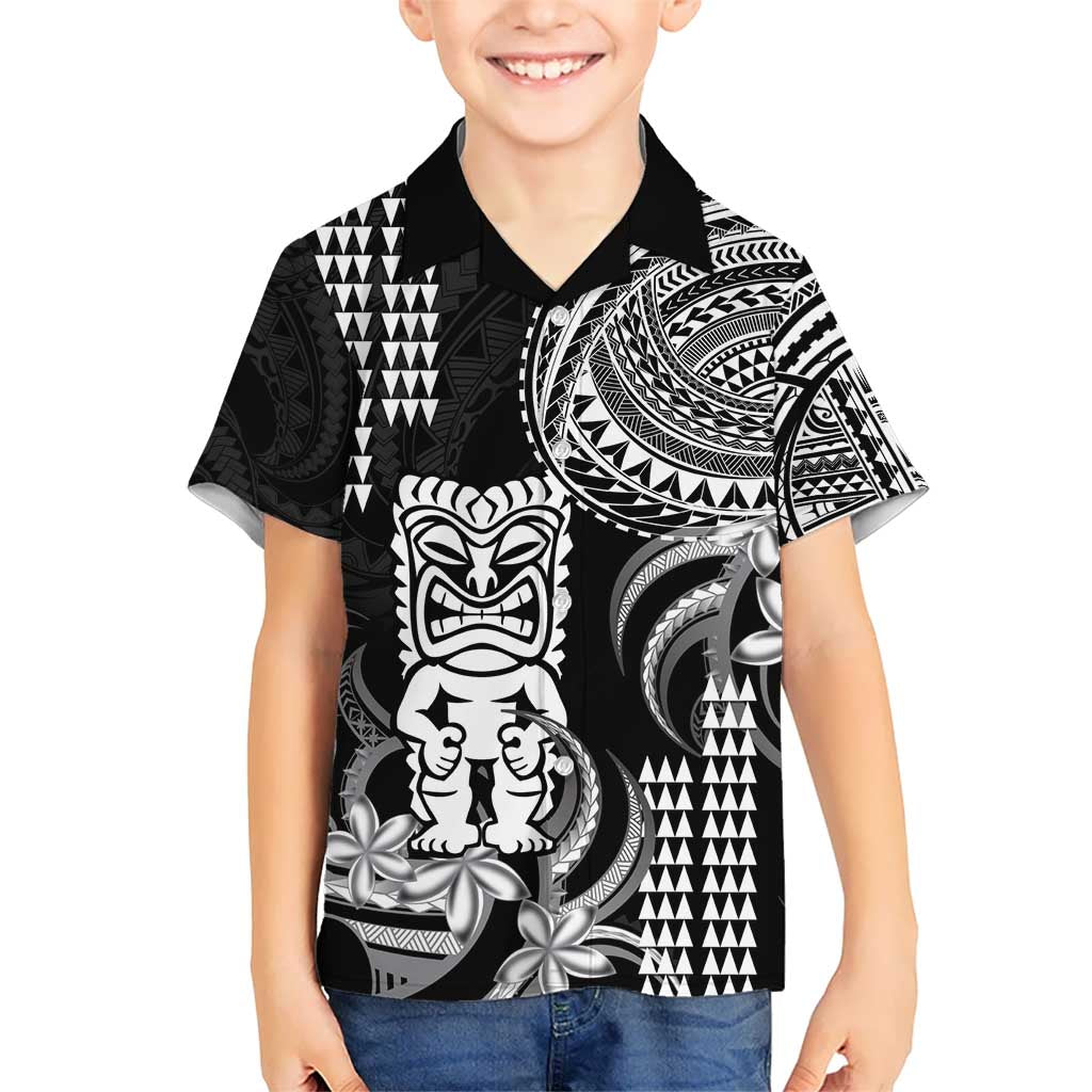 Hawaii Ku God Kid Hawaiian Shirt Kakau Mix Polynesian Tattoo LT14 Kid Black - Polynesian Pride