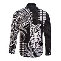 Hawaii Ku God Long Sleeve Button Shirt Kakau Mix Polynesian Tattoo LT14 - Polynesian Pride