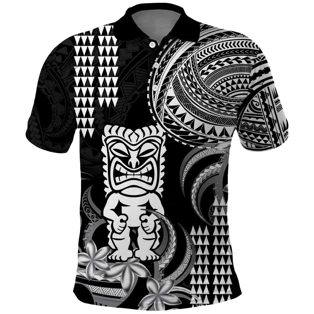 Hawaii Ku God Polo Shirt Kakau Mix Polynesian Tattoo LT14 Black - Polynesian Pride