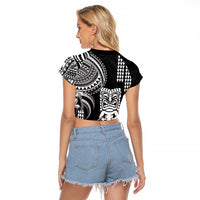 Hawaii Ku God Raglan Cropped T Shirt Kakau Mix Polynesian Tattoo LT14 - Polynesian Pride