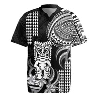 Hawaii Ku God Rugby Jersey Kakau Mix Polynesian Tattoo LT14 Black - Polynesian Pride