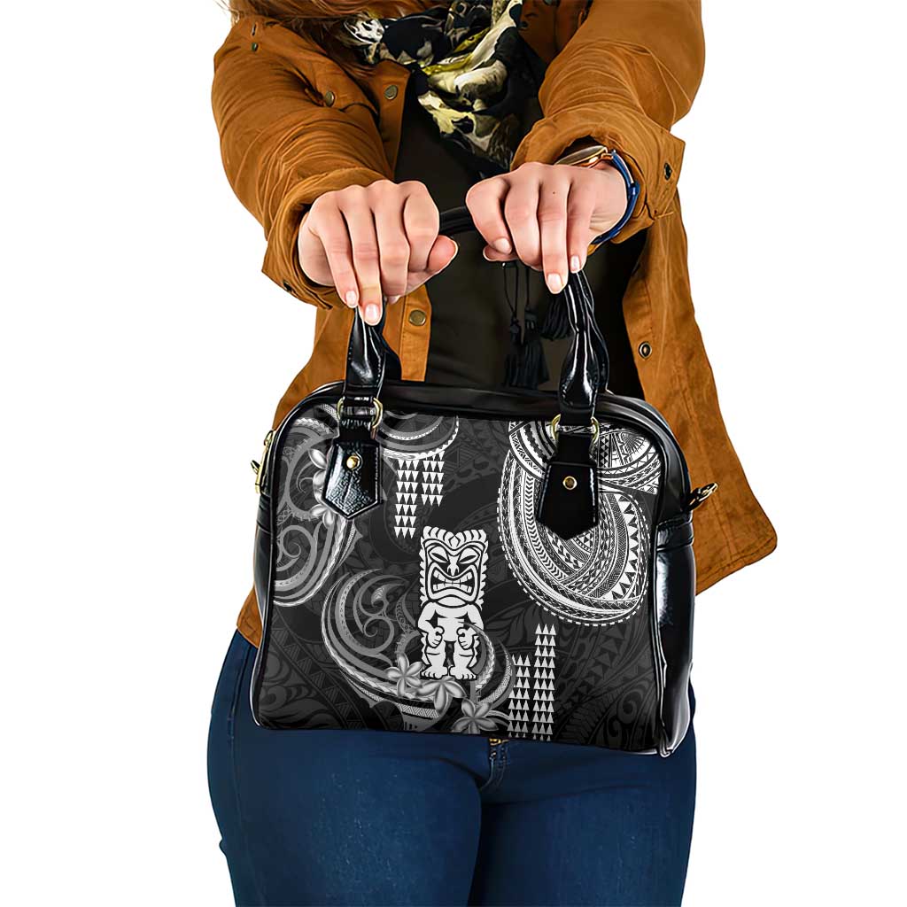 Hawaii Ku God Shoulder Handbag Kakau Mix Polynesian Tattoo LT14 One Size Black - Polynesian Pride
