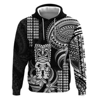 Hawaii Ku God Zip Hoodie Kakau Mix Polynesian Tattoo LT14 Pullover Hoodie Black - Polynesian Pride