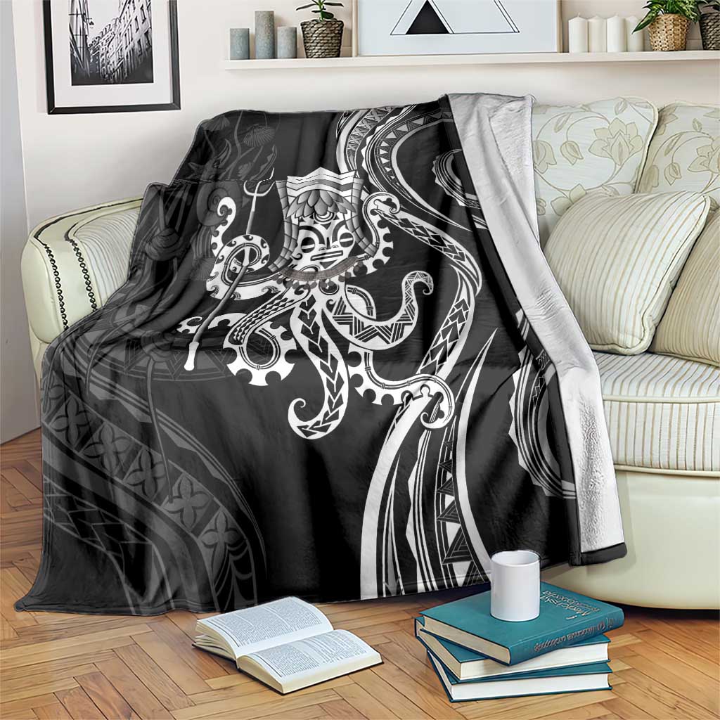 Black Hawaii Kanaloa God Blanket Hawaiian Octopus LT14 Black - Polynesian Pride