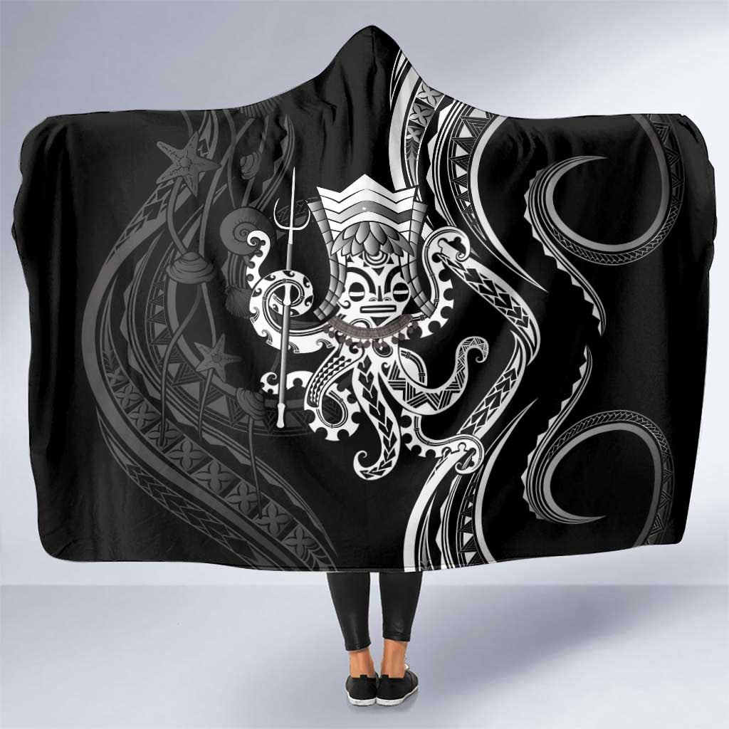 Black Hawaii Kanaloa God Hooded Blanket Hawaiian Octopus LT14 One Size Black - Polynesian Pride