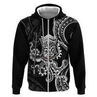 Black Hawaii Kanaloa God Hoodie Hawaiian Octopus LT14 Zip Hoodie Black - Polynesian Pride