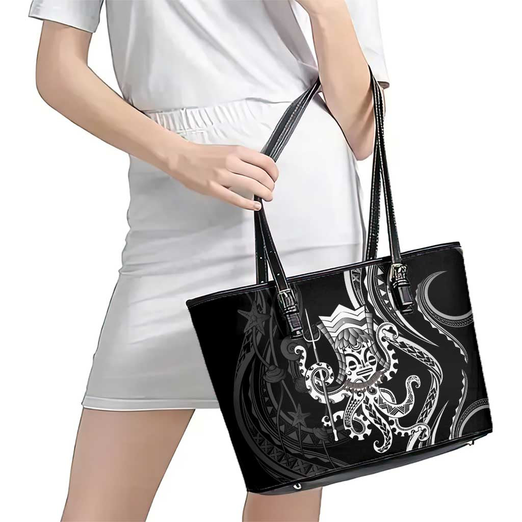 Black Hawaii Kanaloa God Leather Tote Bag Hawaiian Octopus LT14 - Polynesian Pride