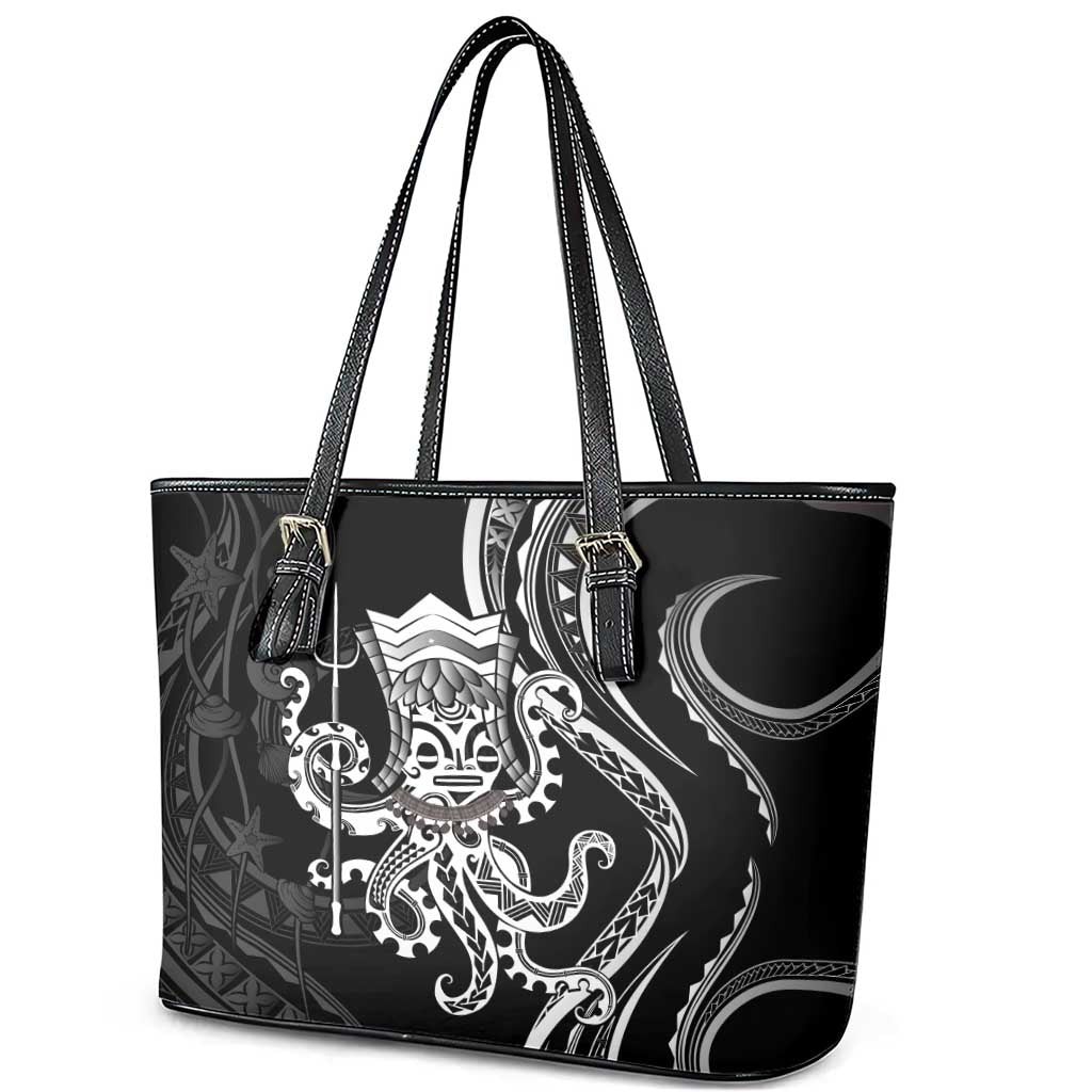 Black Hawaii Kanaloa God Leather Tote Bag Hawaiian Octopus LT14 - Polynesian Pride