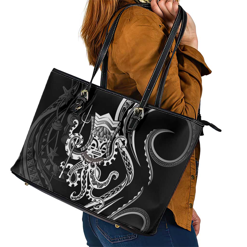 Black Hawaii Kanaloa God Leather Tote Bag Hawaiian Octopus LT14 - Polynesian Pride