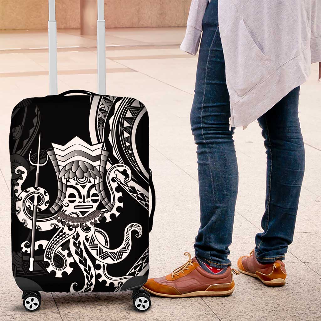 Black Hawaii Kanaloa God Luggage Cover Hawaiian Octopus LT14 Black - Polynesian Pride